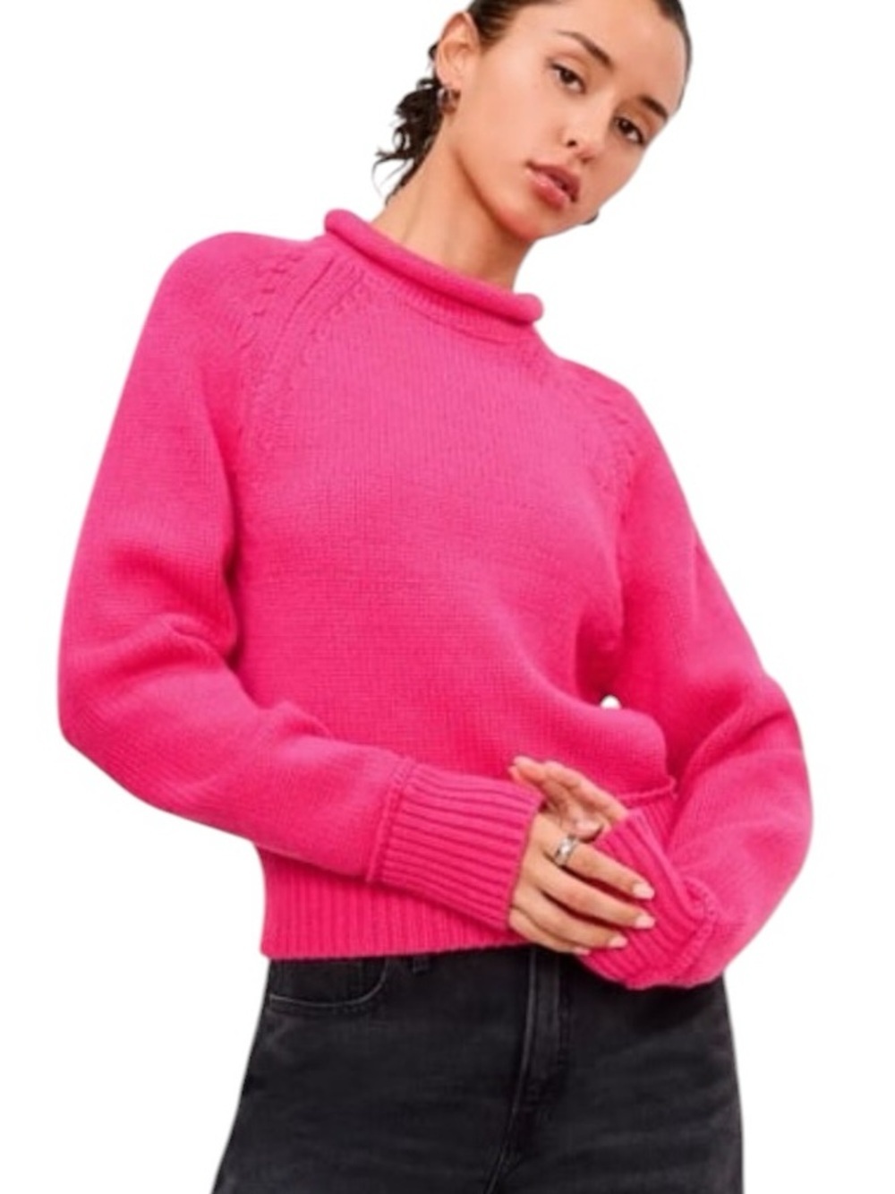 Good American Knit Sweater XS Pink Rose Ballerina